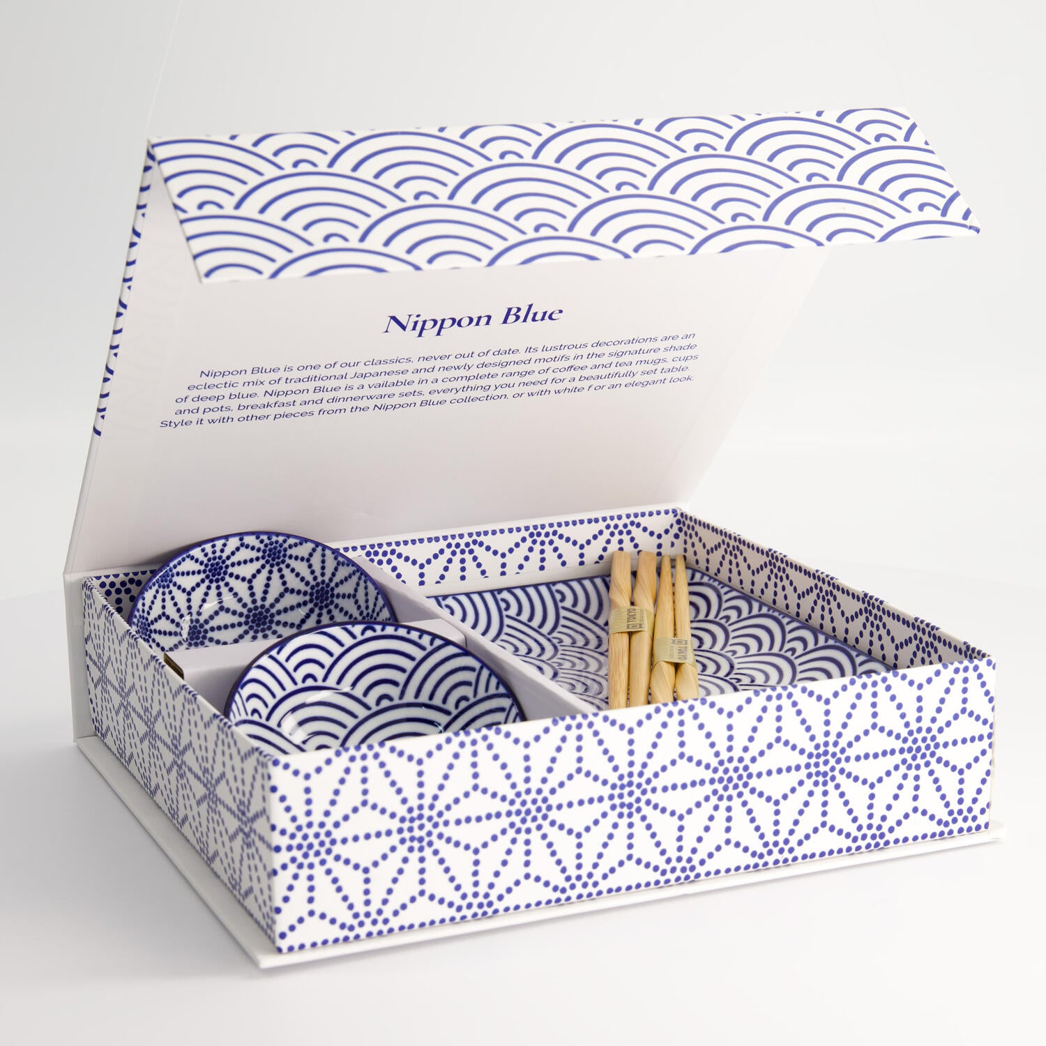 Nippon Blue Sushi sæt, Wave/Star - 6 dele